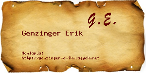 Genzinger Erik névjegykártya